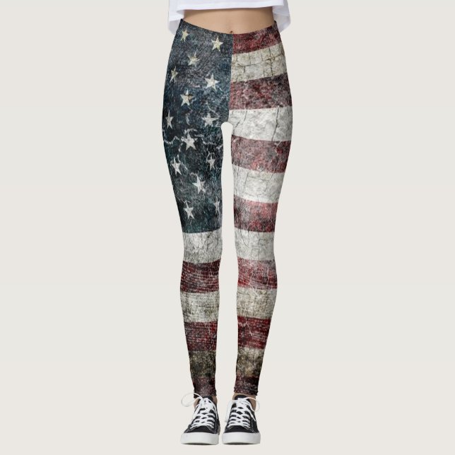 Leggings Bandera americana del Grunge (Anverso)
