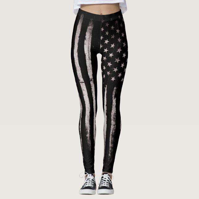 Leggings Bandera americana del Grunge blanco (Anverso)