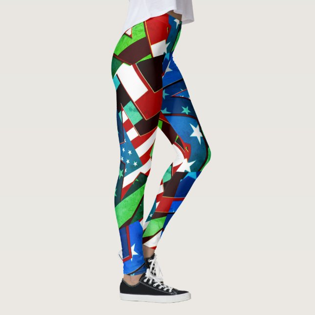 Leggings Bandera Americana Estrellas Greenleaf Abstract Leg (Derecha)