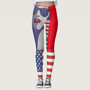 LEGGINGS BANDERA AMERICANA MUCHACHAS DE YOGA PATRIÓTICAS