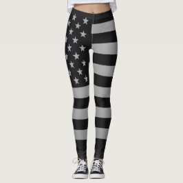 Leggings Bandera Americana Negra Moderna y Arreglada en Mon
