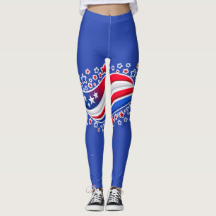 Leggings Bandera Americana Ondulada Patriótica con Estrella