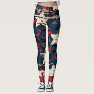 Leggings Bandera Americana Rústica Estampado de Leopardo (5