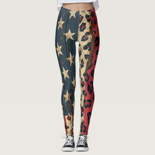 Leggings Bandera Americana Rústica Estampado Leopardo (1)