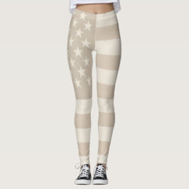 Leggings Bandera Americana Tierra Neutral Beige, Marrón y B