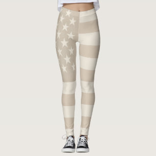 Leggings Bandera Americana Tierra Neutral Beige, Marrón y B