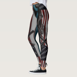 Leggings Bandera americana y dos revólveres cruzados