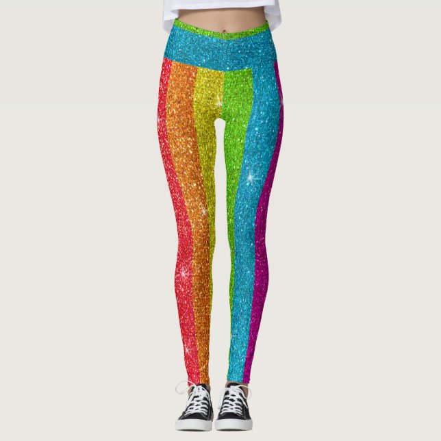 Leggings Bandera arcoiris purpurina Casamiento Igualdad Org (Anverso)