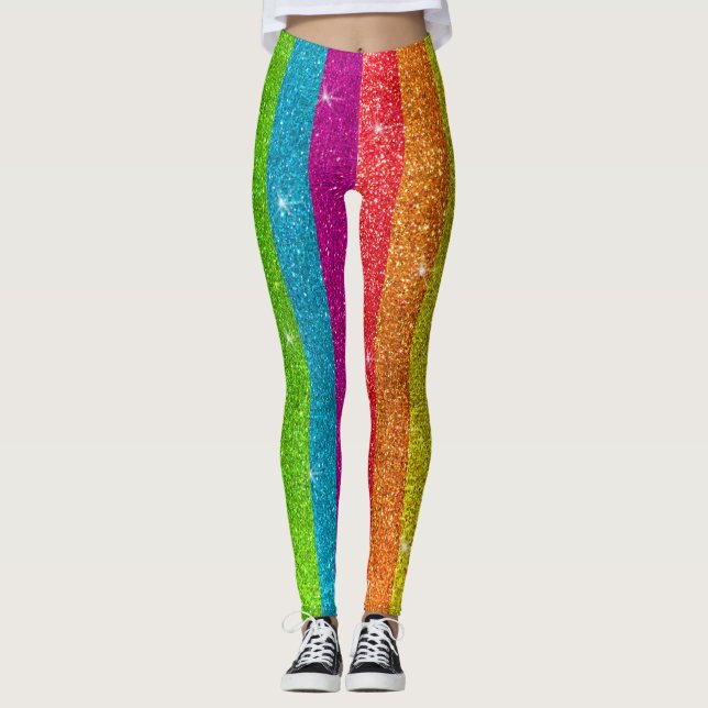 Leggings Bandera arcoiris purpurina Casamiento Igualdad Org (Anverso)