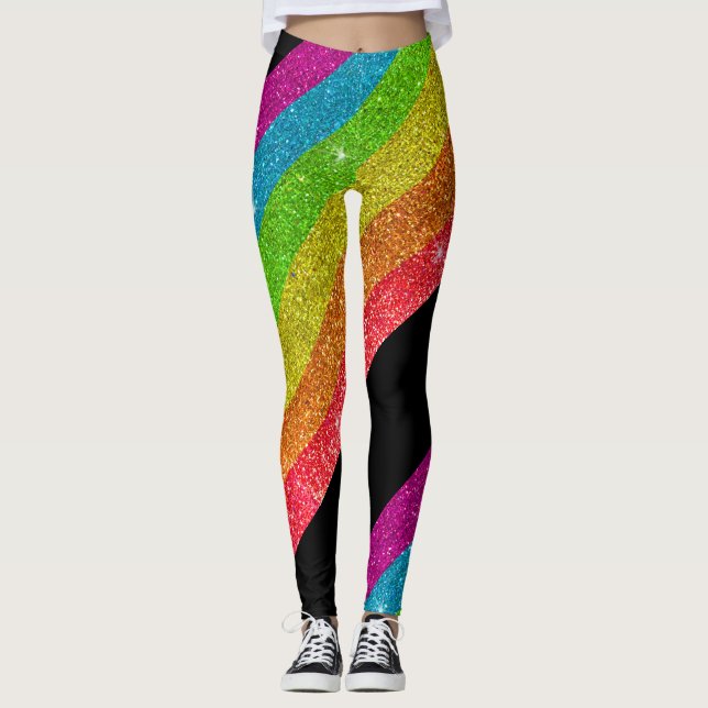Leggings Bandera arcoiris purpurina Casamiento Igualdad Org (Anverso)