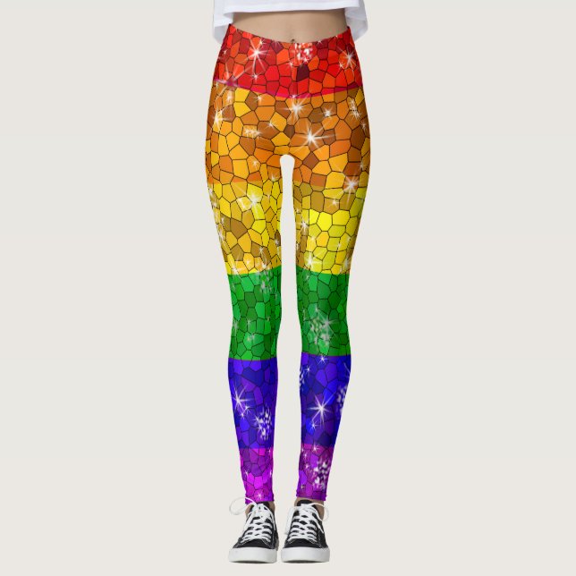 Leggings Bandera arcoiris purpurina Casamiento Igualdad Org (Anverso)