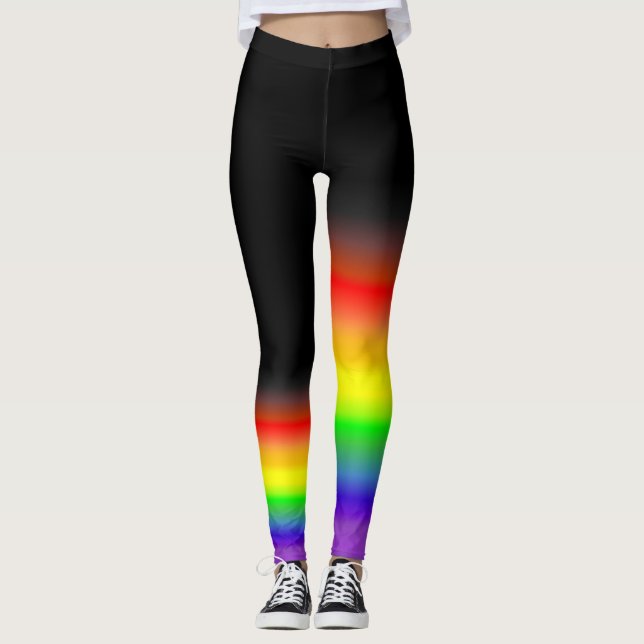 Leggings Bandera asimétrica del orgullo gay del negro del (Anverso)
