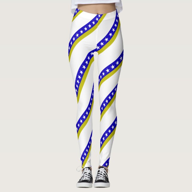 Leggings Bandera bosnio de las rayas (Anverso)