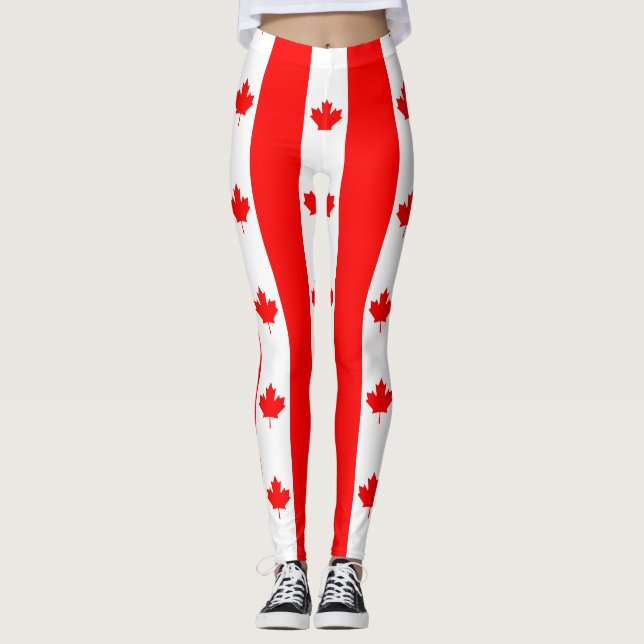 Leggings Bandera canadiense de hojas de arce rojas de Canad (Anverso)