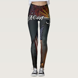 Leggings Bandera Colorida del Espíritu Patriótico Americano