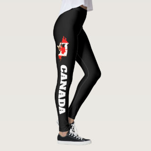 Leggings Bandera de Canadá Diseño Piernas blancas rojas Muj