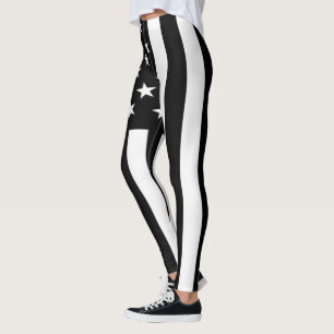 Leggings Bandera de EE. UU. Americana Negro Blanco