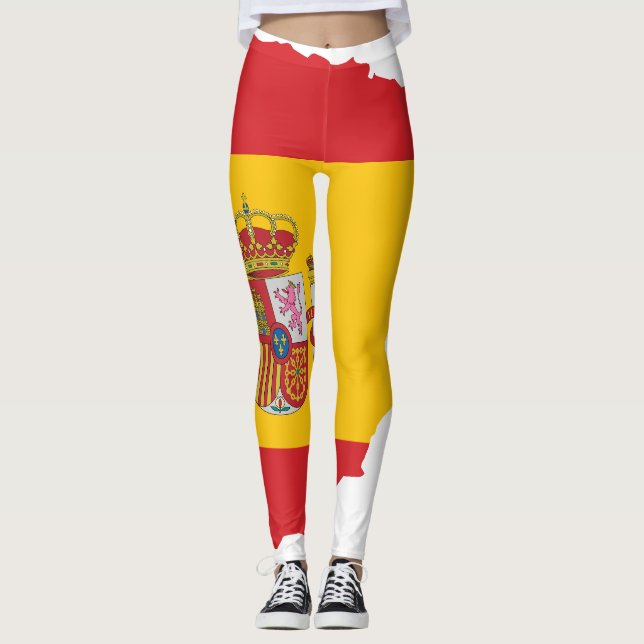 Leggings Bandera de España en diseño de recuerdo de mapas (Anverso)