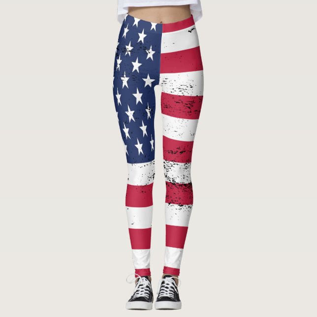 Leggings Bandera de Estados Unidos Estrellas de estilo con  (Anverso)