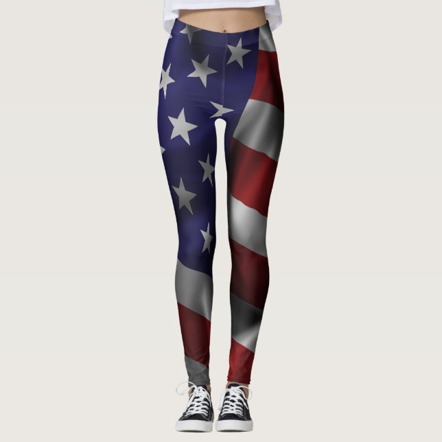 Leggings Bandera de Estados Unidos ondulante (Anverso)