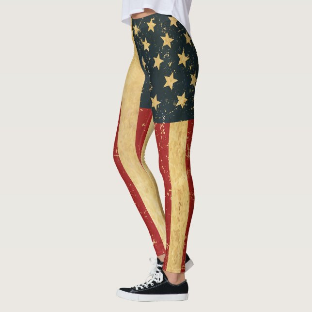 Leggings Bandera de Grunge Vintage de Estados Unidos (Izquierda)