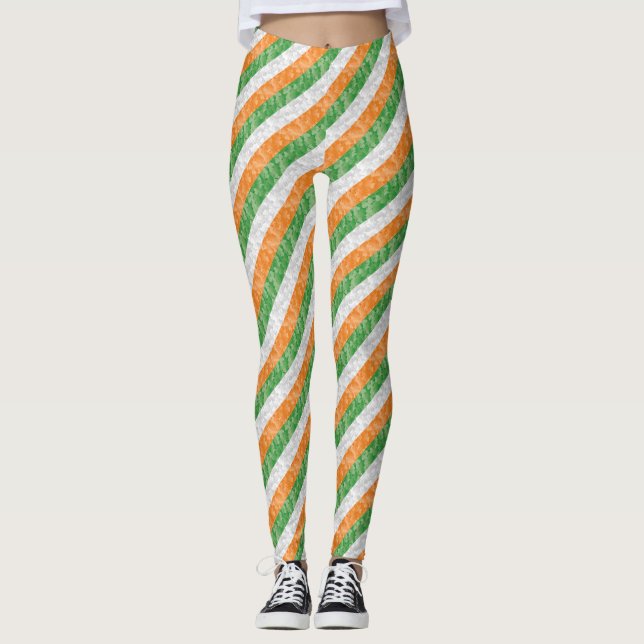 Leggings Bandera de Irlanda con el patrón de shamrock Leggi (Anverso)