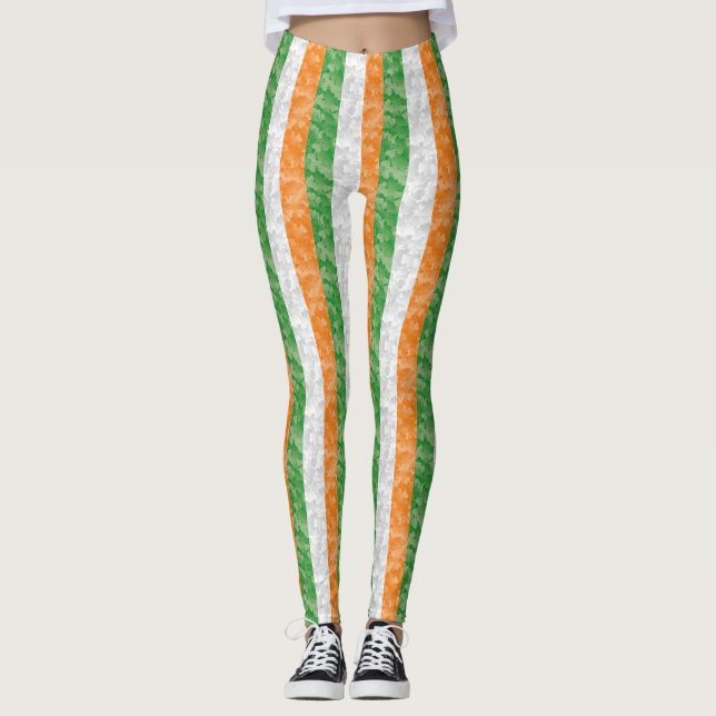 Leggings Bandera de Irlanda con un patrón de shamrock (Anverso)