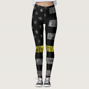 Leggings Bandera de la línea amarilla delgada de Dispatche