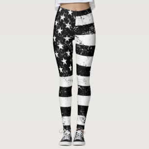 Leggings Bandera de los E.E.U.U., blanco y negro