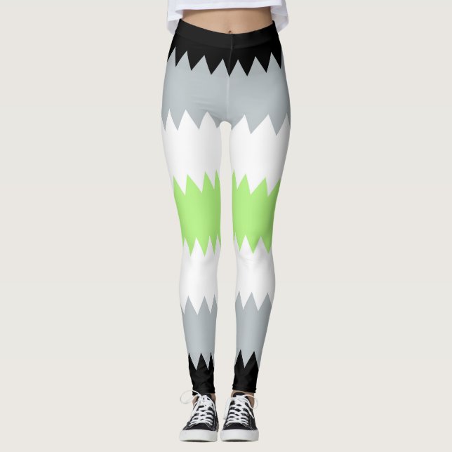 Leggings Bandera de Orgullo Agender Groovy Boho ZigZag Abst (Anverso)