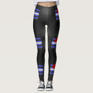 Leggings bandera de orgullo de cuero de SlipperyJoe's negro