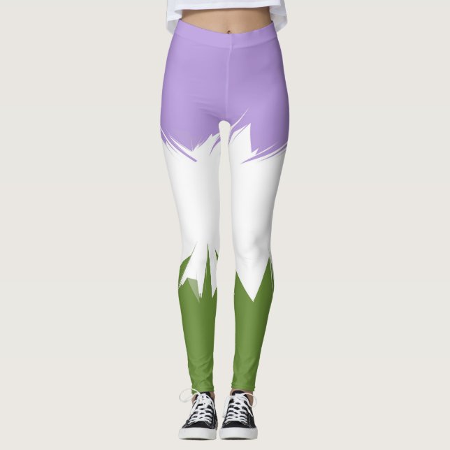 Leggings Bandera de orgullo Genderqueer abstracta ZigZag pu (Anverso)