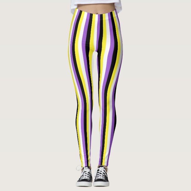 Leggings Bandera de orgullo no binario vertical (Anverso)