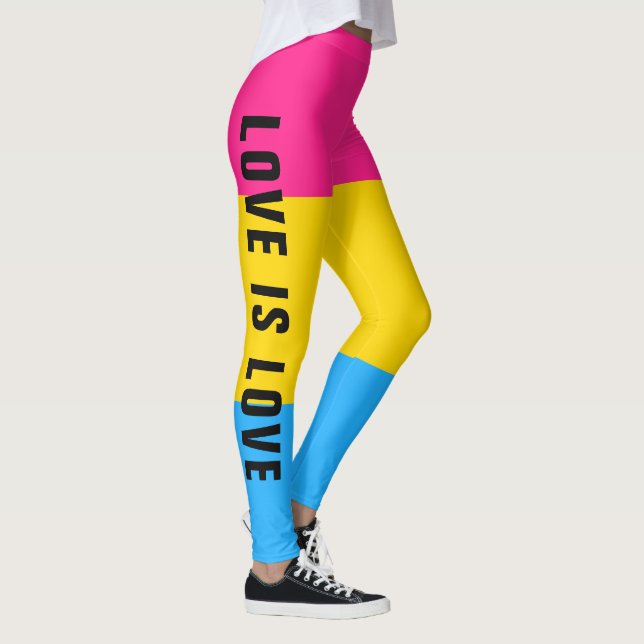Leggings Bandera de orgullo pansexual arcoíris LGBT texto p (Derecha)