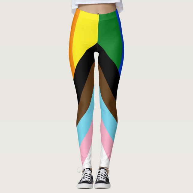 Leggings Bandera de orgullo progresista de SlipperyJoe seis (Anverso)