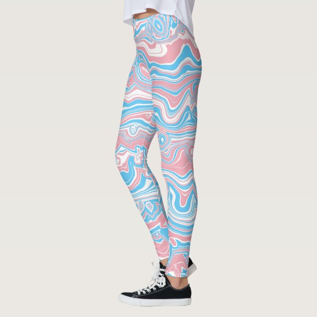 Leggings Bandera de Orgullo Trans Trippy Boho Groovy Rayas  (Izquierda)