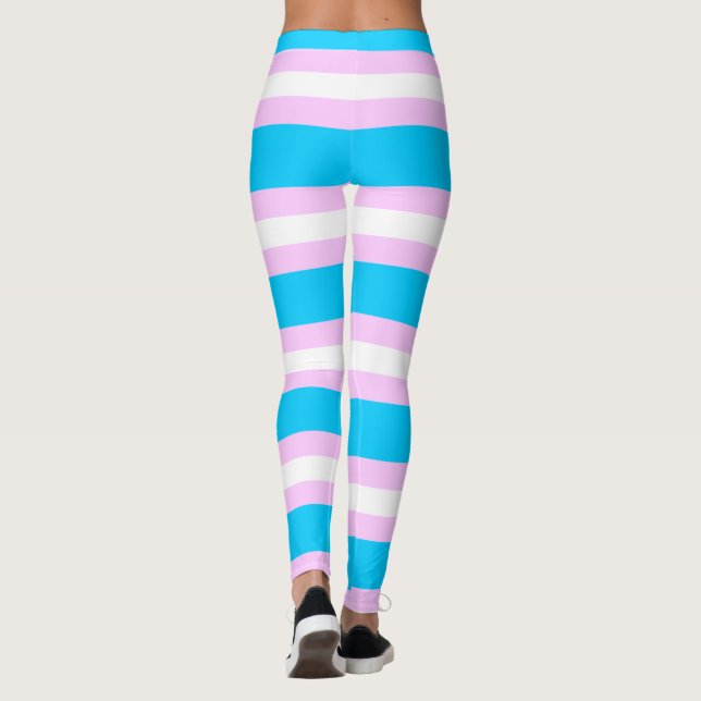 Leggings Bandera de Orgullo Transgénero - Franja Rosa, Azul (Reverso)