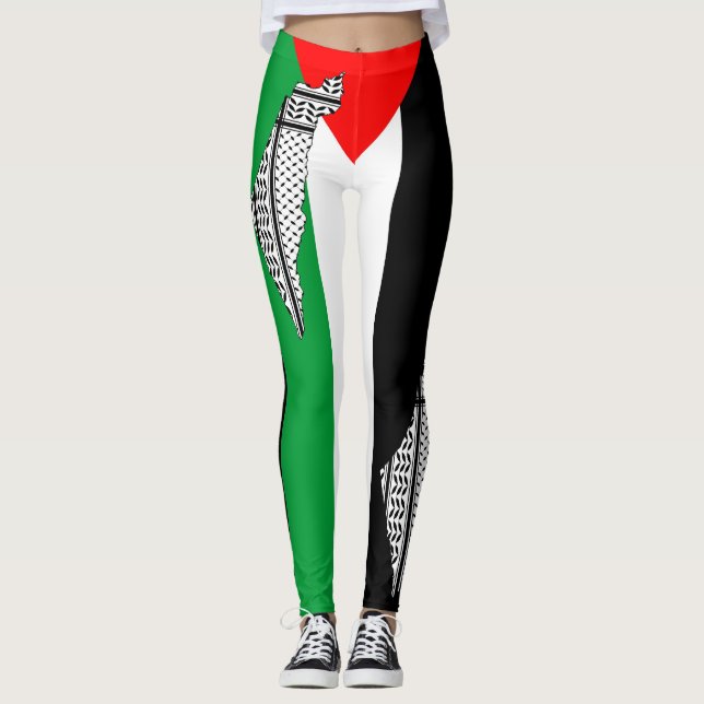 Leggings Bandera de Palestina y mapa con el modelo de Keffi (Anverso)