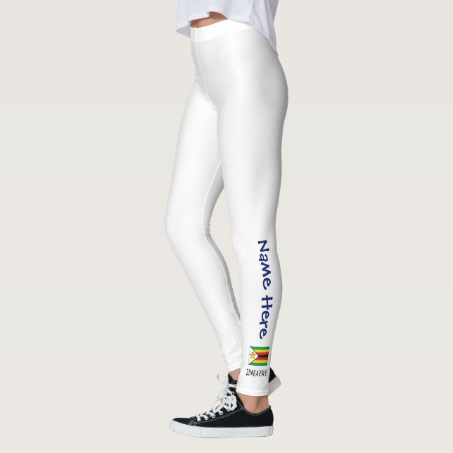 Leggings Bandera de Zimbabue y Zimbabue con sus nombres leg (Izquierda)