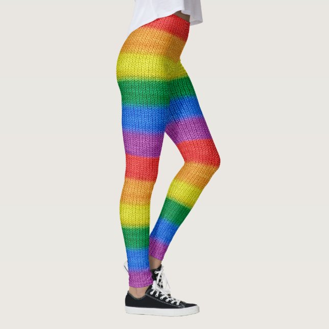 Leggings Bandera del arcoíris de punto rayas patrón continu (Derecha)