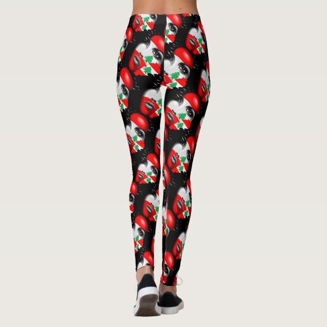 Leggings Bandera del Líbano y mapa de la cara de los chicas (Reverso)
