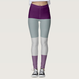 Leggings Bandera del Orgullo Asexual Gris Púrpura Tirada LG