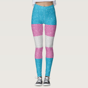 Leggings Bandera del orgullo del transexual del purpurina
