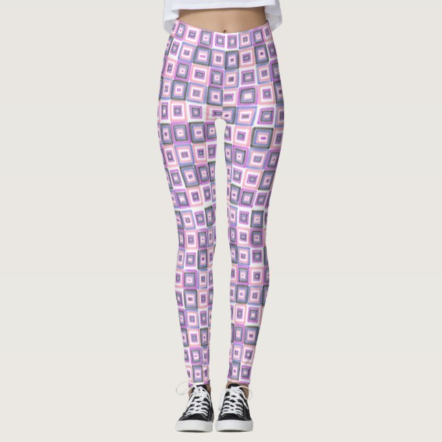 Leggings Bandera del Orgullo Gay Arte Moderno Rosa Azul Púr (Anverso)
