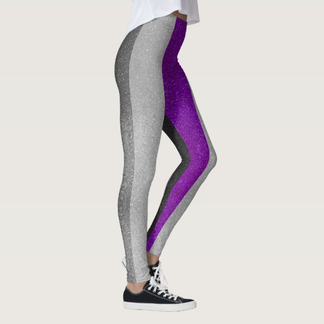 Leggings Bandera del orgullo gay asexual de Purpurina negro (Derecha)