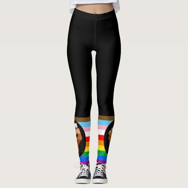 Leggings Bandera del orgullo POC del progreso LGBTQ+ (Anverso)