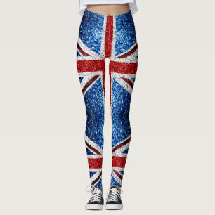 Leggings Bandera del Reino Unido azul rojo brillante purpur