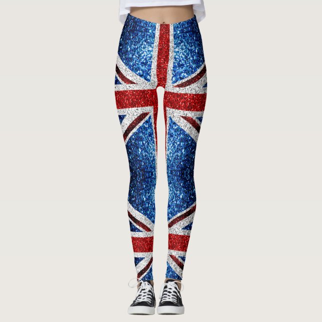 Leggings Bandera del Reino Unido azul rojo brillante purpur (Anverso)