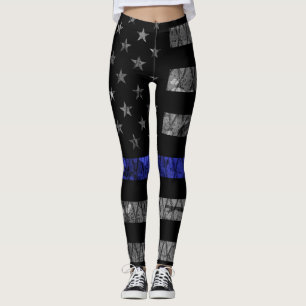 Leggings Bandera delgada de la línea azul de la policía