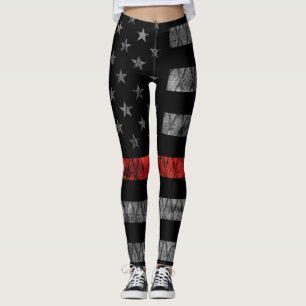 Leggings Bandera delgada de la línea roja del bombero